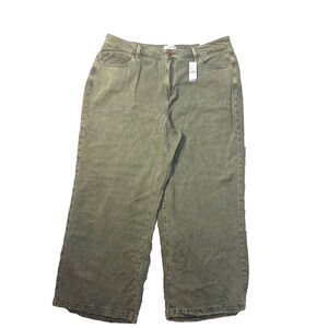 Lane Bryant Signature Fit Wide Leg Lyocell Green Jeans Pants Denim 22 Mid Rise